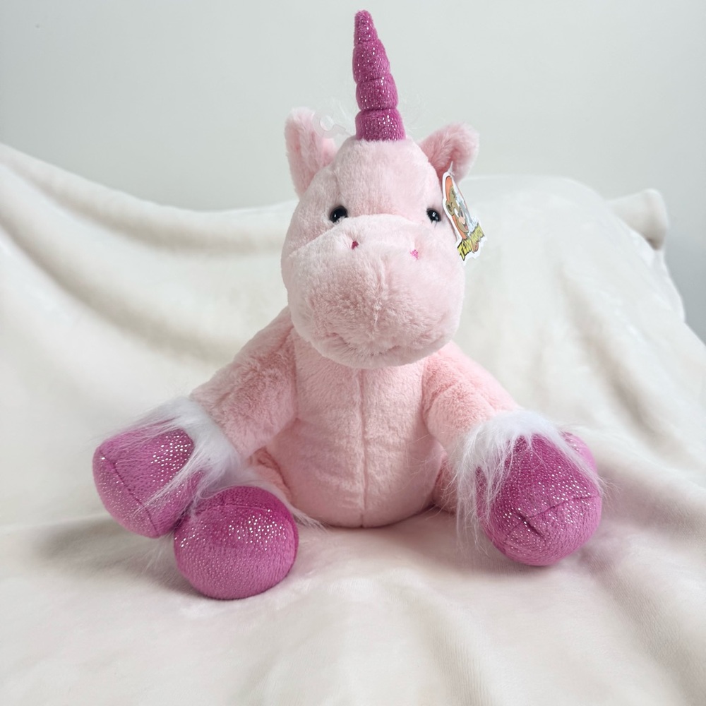 Teddy Mountain Star Unicorn Soft Pink Plush Stuffy Sparkly Cuddly Toy Gift New